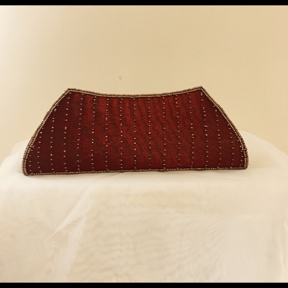 HP Gorgeous Red & Gold Indian Beaded Clutch - Picture 3 of 6